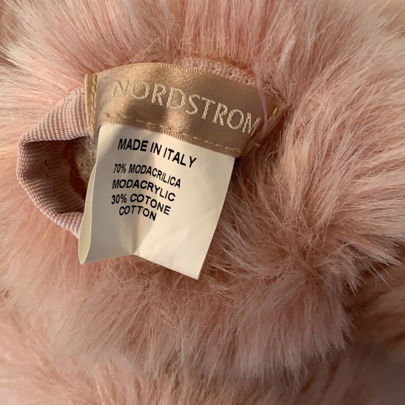 VTG NORDSTROM FAUX FUR MAUVE WITH VELVET FLOWER :IRIDESCENT SILVER/WINE:SCARF - Picture 3 of 6